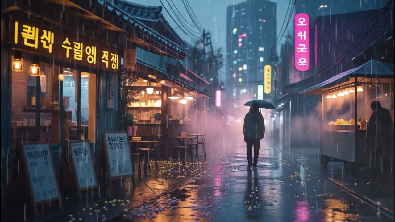 Soft Lofi K-Pop Instrumentals with Rain Ambience