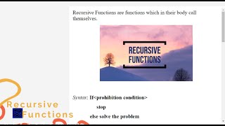 Introduction To Recursive Functions