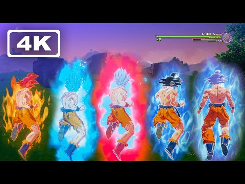 Dragon Ball Z Kakarot - All Goku Transformations Base & Ultra Instinct (4K 60fps)
