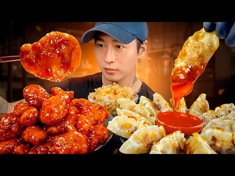 ASMR MUKBANG KOREAN FRIED CHICKEN & MANDU ft BIBIGO | COOKING & EATING SOUNDS | Zach Choi ASMR