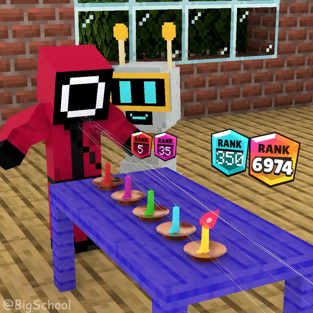 Who will win in the candle-blowing game to get rank 6974?? Skibidi vs. Squid Game and Fun Bot? ?