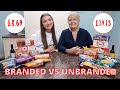 BRANDED VS UNBRANDED FOOD CHALLENGE with my nan