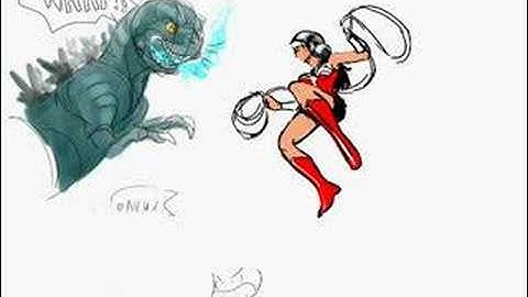 Opencanvas session-Godzilla & Wonder Woman