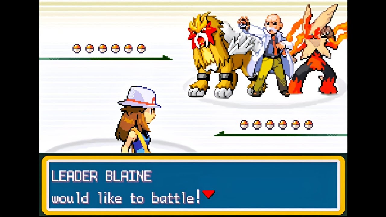 Pokemon Kanto Origins - Лидер Канто Блейн на острове Синнабар, Гим-битва (одиночный бой, сложный ...