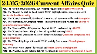 Hard Current Affairs MCQs | 24 May 2026 🔥 | UPSC Level Questions | Test Yourself
