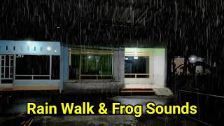 Heavy Rain in Kebumen Village Area | Rainy Day In Indonesia | ASMR Rain Walk and Frog Sounds