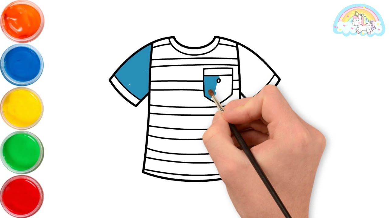 How to draw and color a T-SHIRT for kids EASY and STEP BY STEP? 😍🌹 ...
