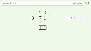 71/3 Long Division — Step-by-Step | Tiger Algebra Solver