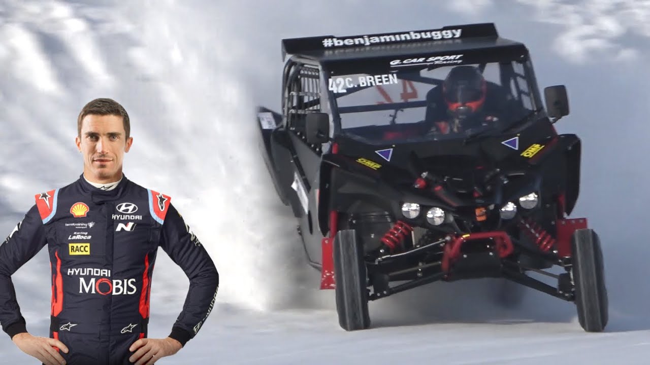 WRC driver Craig Breen FLAT-OUT on ice! - Yamaha YXZ1000R Side-by-Side Buggy!