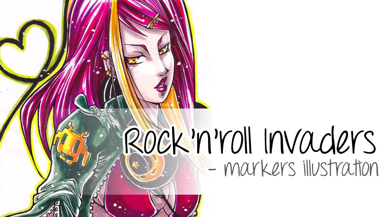[ROCK'N'ROLL INVADERS] Markers drawing (with Tombow Dual Brush Pens)