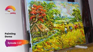 painting a Balinese rice field view | Painting Timelapse | Episode 117 | Demo