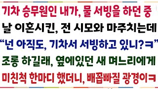 (반전신청사연)기차승무원인 내가 물 서빙하던중날 이혼시킨 전 시모를 보게되는데 "넌 아직도 기차서 서빙하니?ㅋ" 조롱하길래 옆에있던 새 며느리에게[신청사연][사이다썰][사연라디오]