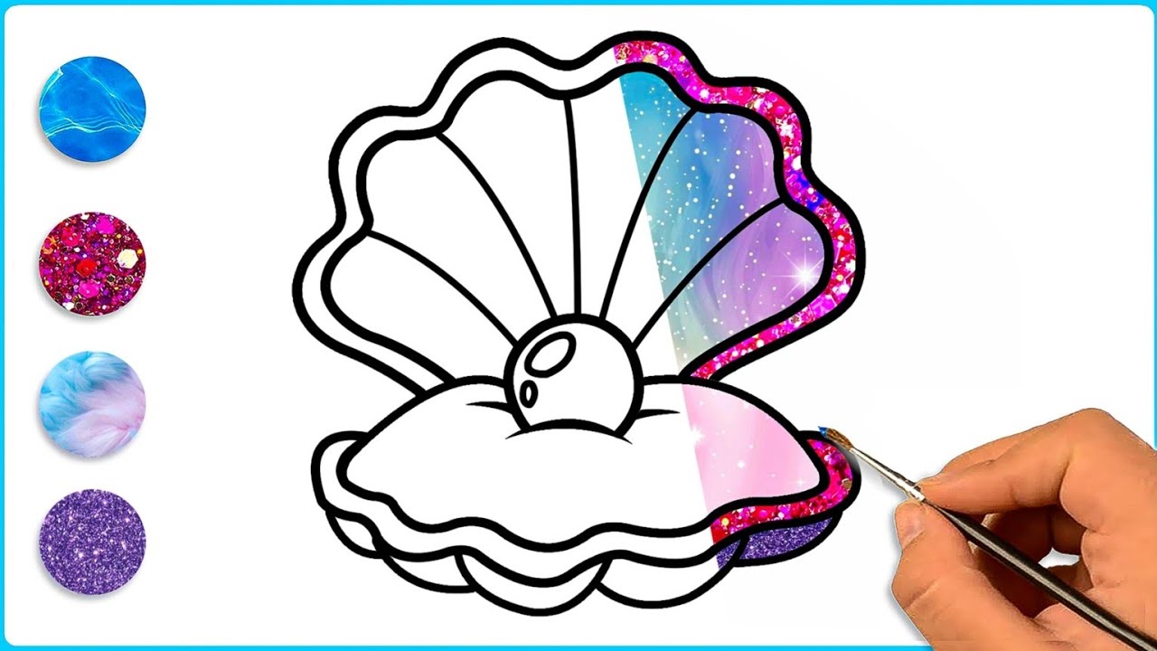 How To Draw A Cute Oyster And Pearl | Coloring Page 🤩 | Seashell Drawing |