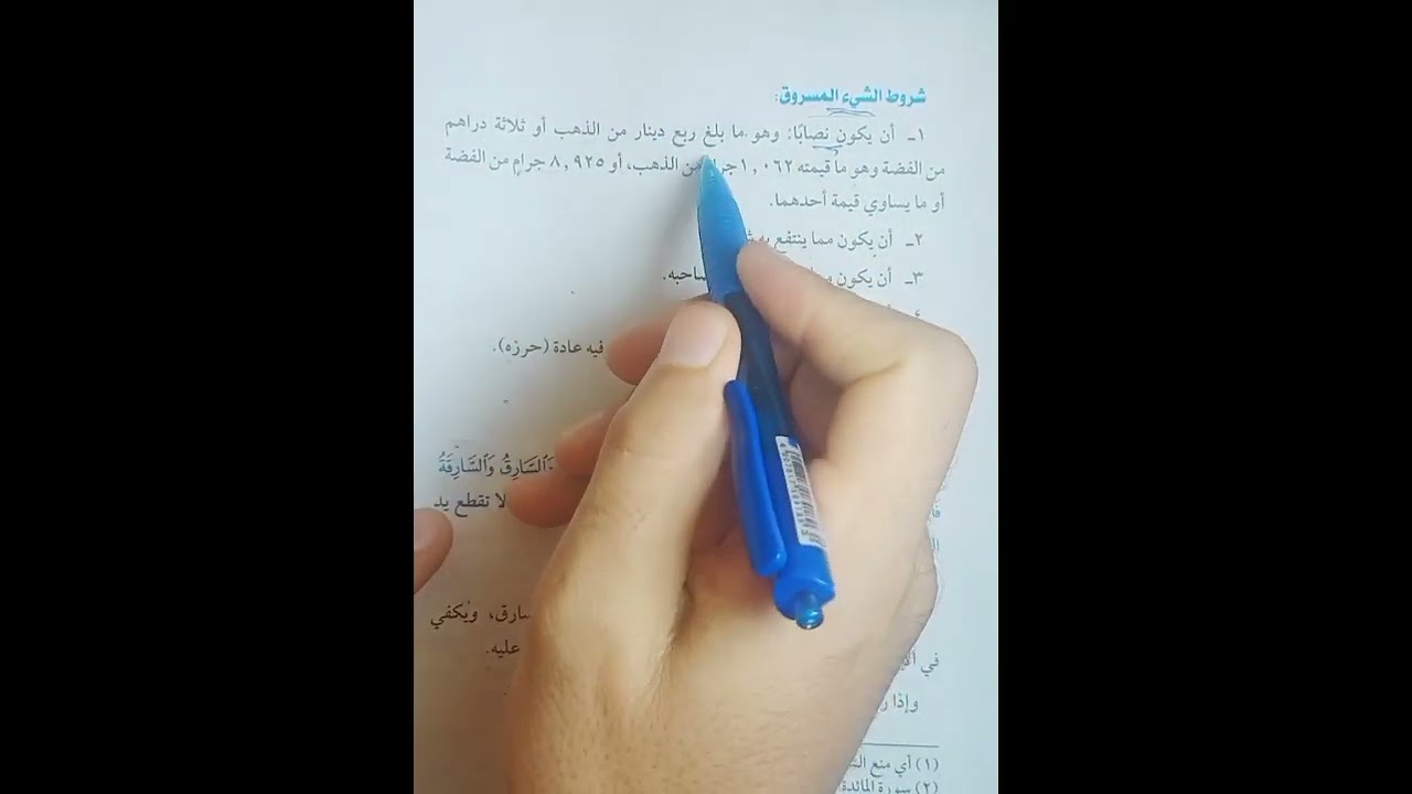 باب السرقه فقه مالكي تيرم ثاني للشهاده الاعداديه الازهريه