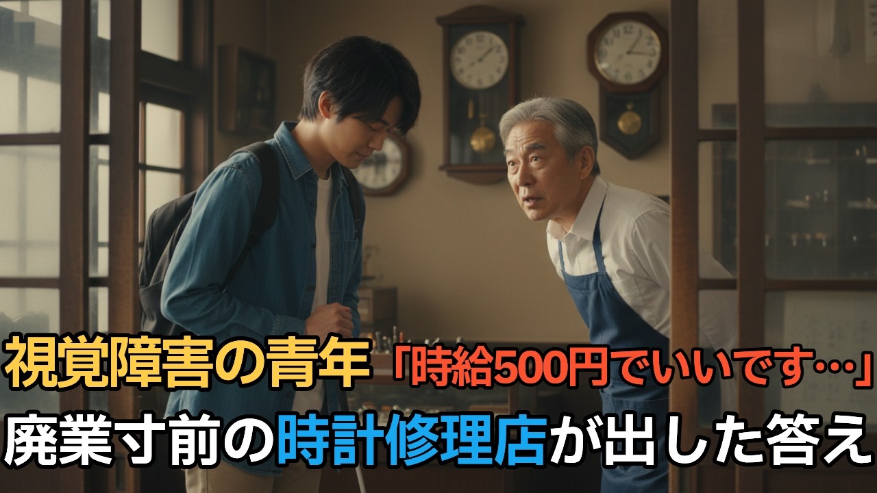 廃業寸前の時計修理店に視覚障害の青年が来店「時給500円でいいです」と言われた店主の決断