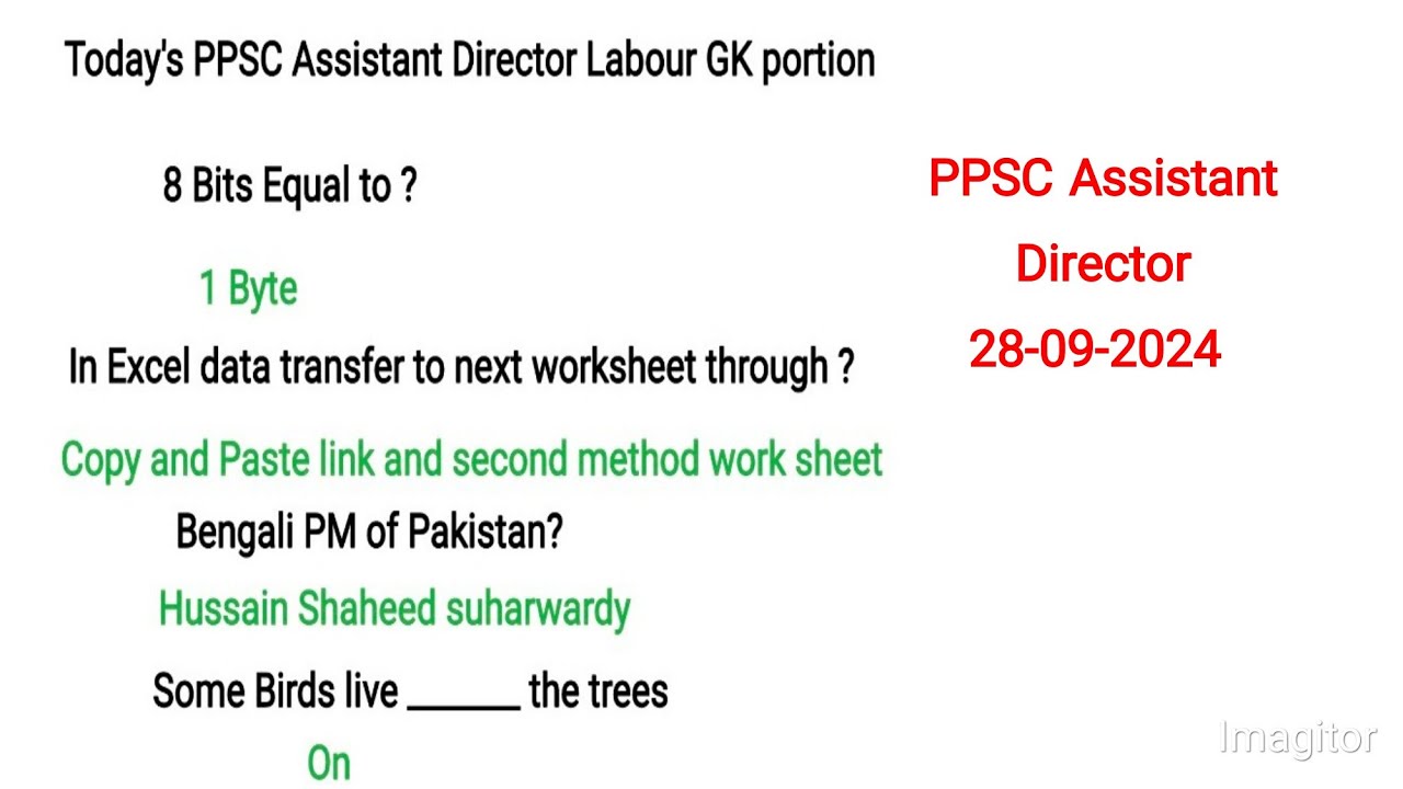 PPSC ASSISTANT DIRECTOR 28-09-2024 GK PORTION 