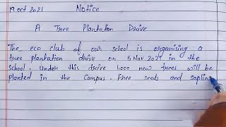 Write Notice For Tree Plantation Programme ll Tree Plantation Drive Notice Writing