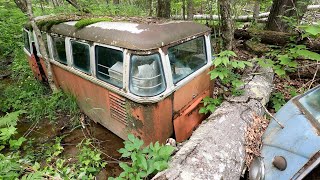 VW BUS Abandoned 52 YEARS in Woods  Rare 15 Window Deluxe Kombi Type 2 Found in Stream First Sight