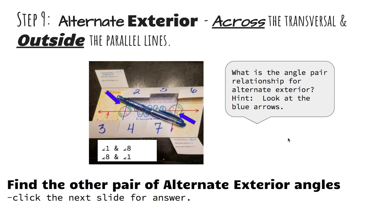 Parallel lines cut by a transversal foldable lesson - YouTube