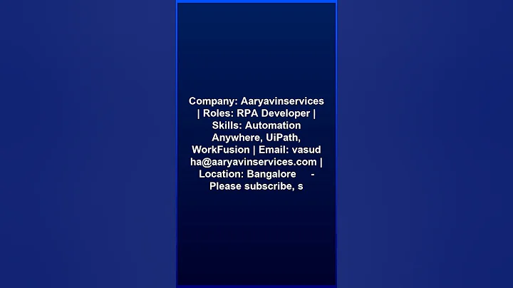 RPA UiPath Developer Role@Aaryavinservices#JobAlert #Jobs #trending #trendingshorts #viralshorts