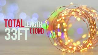 100 LED Solar Flexible Copper Wire String Lights Cool