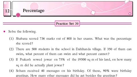 Chapter 12 Percentage Practice Set 30 Class 6 Maths Maharashtra Board
