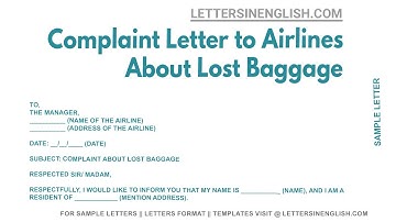 Complaint Letter to Airlines About Lost Baggage - Sample Letter Complaining About Lost Baggage