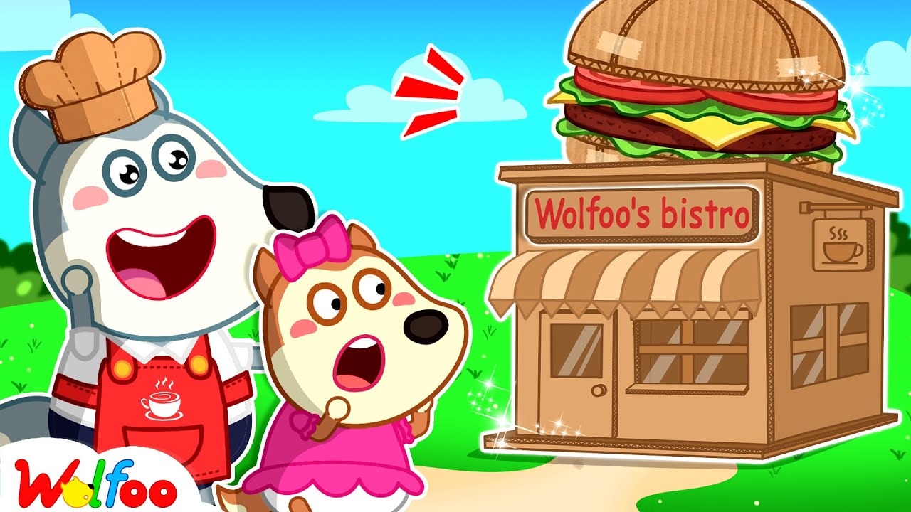 Wolfoo Built a Cardboard Cafe Adventure For Kids! Fun Story | Wolfoo Channel | Kids Cartoon