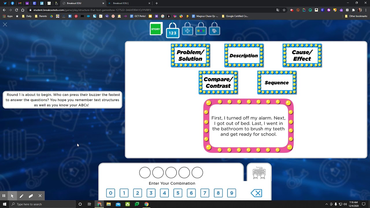 Name That Text Structure Breakout Room Game - Puzzle Explanations ...