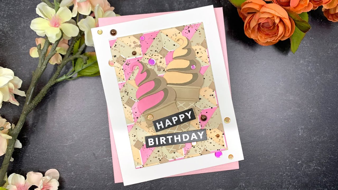 Ink Blended Soft Serve Cone Birthday Card