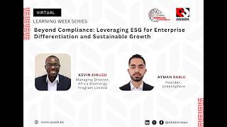 Learning Week Series Beyond Compliance Leveraging ESG for Enterprise Differentiation and Sustainable