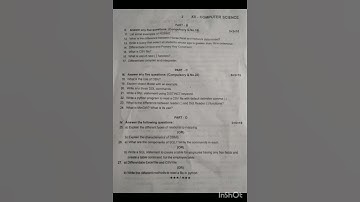 12th std  Computer Science Second mid term question paper 2023 vellore district