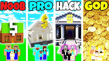 Minecraft: FAMILY RICH BANK BUILD CHALLENGE - NOOB vs PRO vs HACKER vs GOD in Minecraft