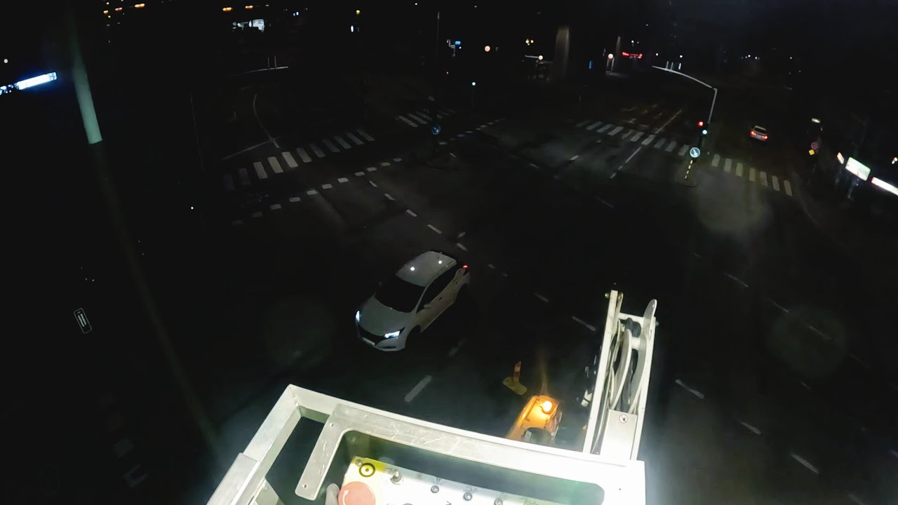 Street lighting work late into the night