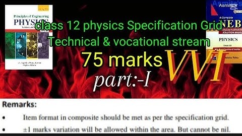 class 12 technical and vocational stream physics||Specification Grid||class 12 civil engineering||