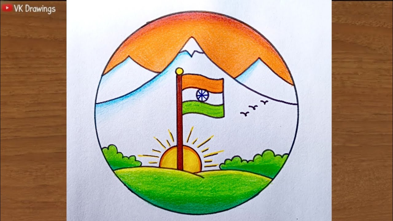 How to Draw Indian Flag / 26 January Republic Day Drawing / Republic Day Drawing Easy 