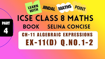 ICSE Class 8 math Ch-11 Algebraic Expressions From Selina Part-4  ⁨@jindalmathspoint⁩