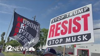 Protests continue at Tesla dealerships in Phoenix