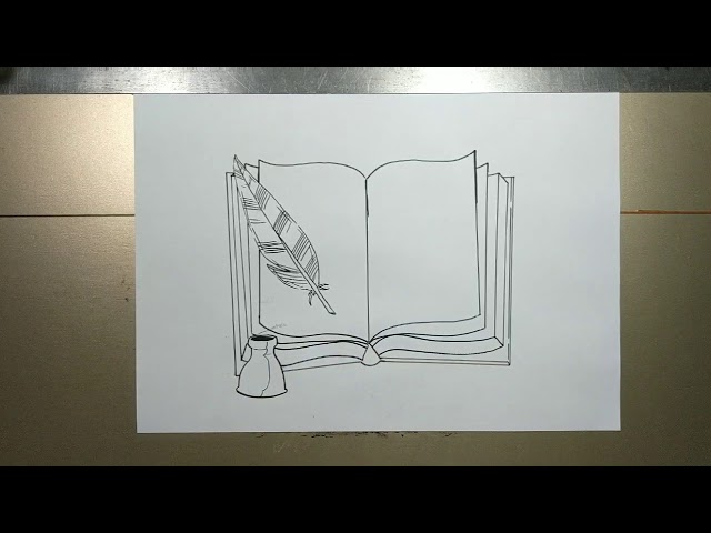 How to Draw a Book Sketch: Step by Step Open Book Outline Drawing