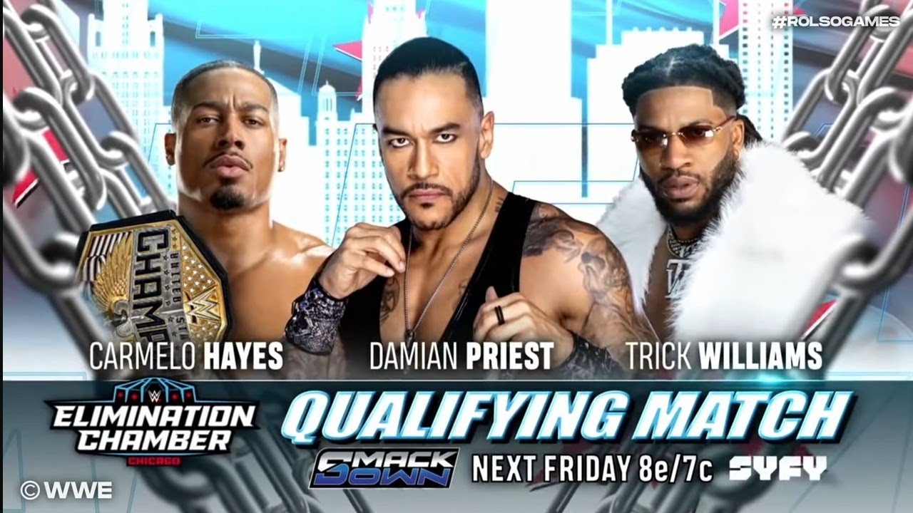 WWE SMACKDOWN: DAMIAN PRIEST VS CARMELLO HAYES VS TRICK WILLIAMS
