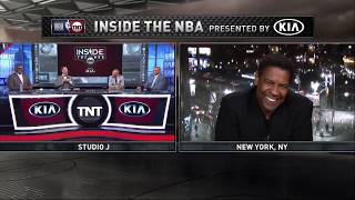 Denzel Washington acts "Training Day" for Shaquille O'neal