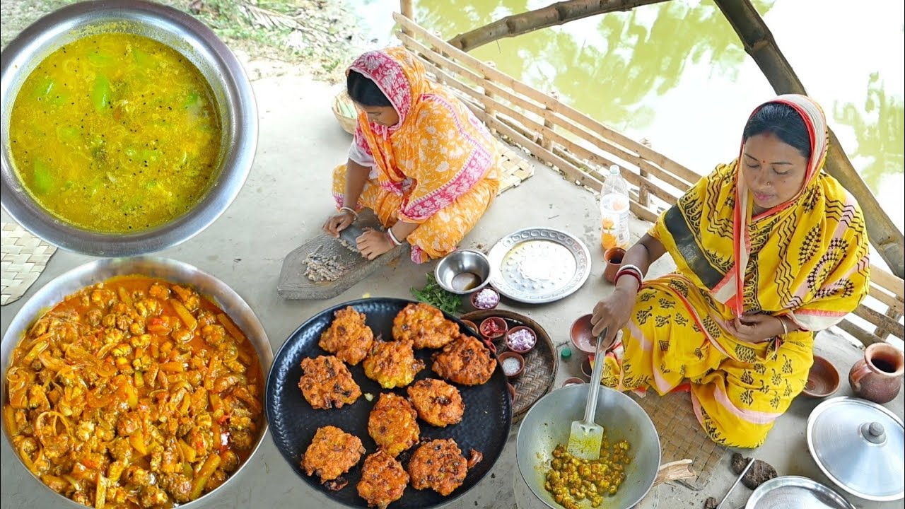 ঝিঙের ডাল,কাঁকড়ার ঝাল,চিংড়ি মাছের বড়া আজ সব গ্রামের সেরা রান্না করলাম
