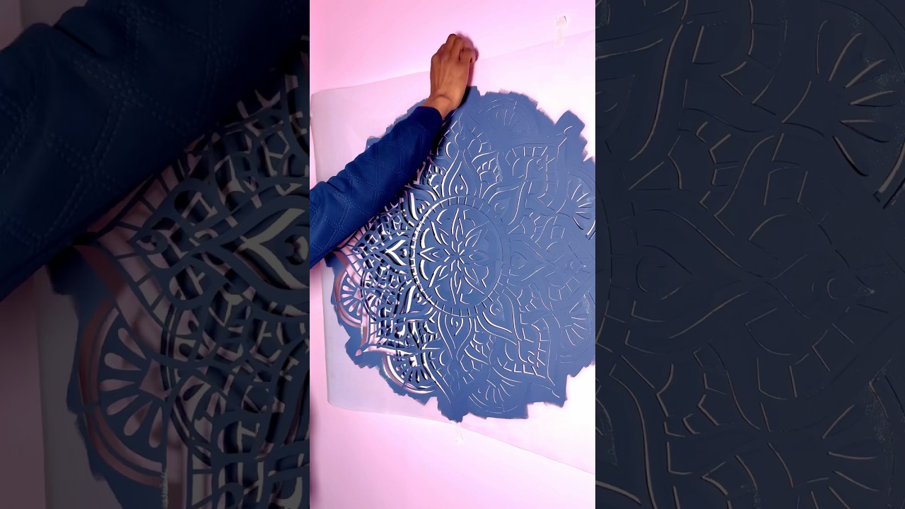 Stencil colour painting bedroom wall design 