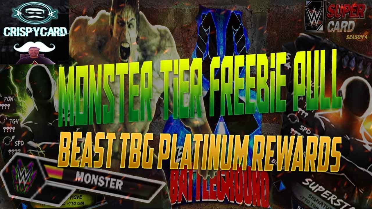 WWE SUPERCARD S4 MONSTER TIER FREEBIE PULL!!! | TEAM BATTLEGROUND BEAST PLATINIUM PACK REWARDS!!!