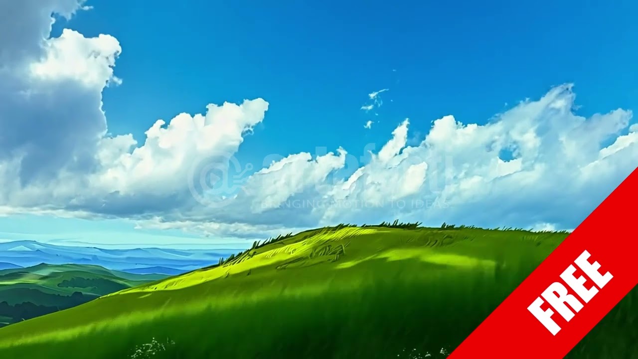 🌤️ Green Hills & Blue Sky – Free Serene Landscape Stock Video