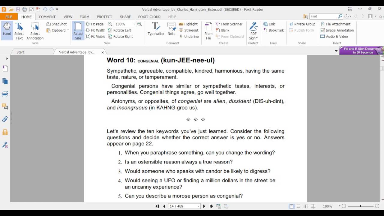congenial - verbal advantage