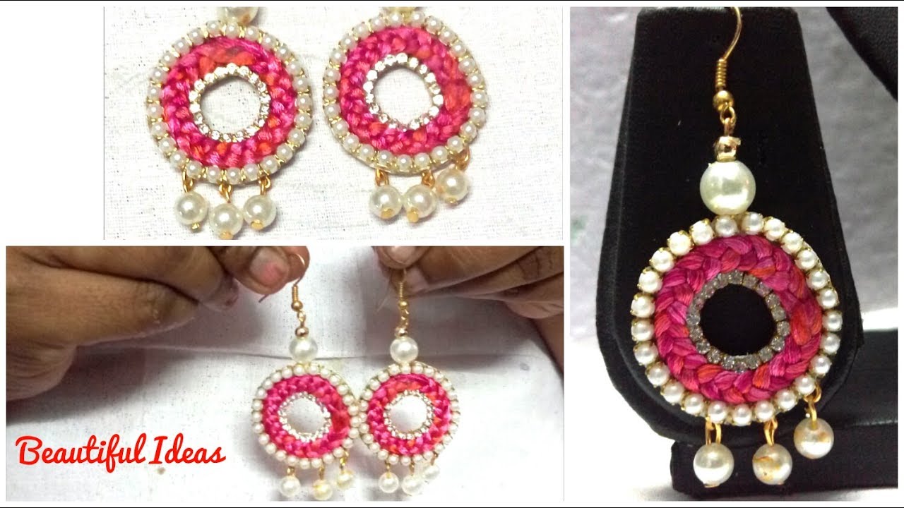 diya tailors DIY//How to Make Silk thread Braided Earrings//Silk thread Designer Braided Earrings Making at Home.
