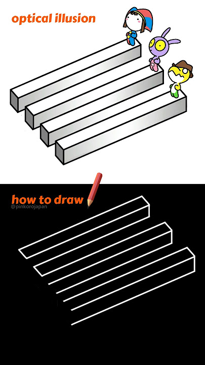 How to draw 3D Optical Illusion🤩3D Trick Art Tutorial Animation by Pomni＆Jax＆Gummigoo #3d #shorts