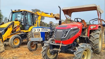 Jcb 3dx Backhoe Machine Loading Red Mud In Mahindra and Swaraj Tractor | Jcb and Tractor Cartoon