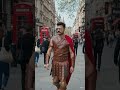 want 300 spartans costume look on walking street London girl reaction wow . baground music on